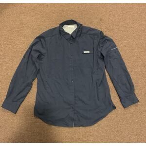 Columbia PFG Button Down Fishing Shirt Adult Large Blue Vented Long Sleeve Mens